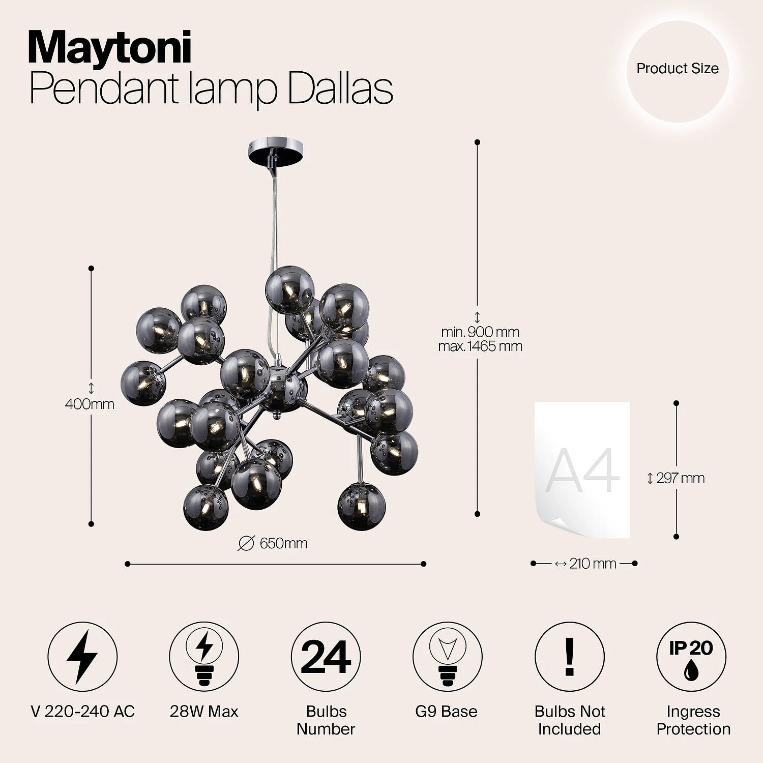 Подвесной светильник Modern Dallas, 24xG9 Золото, Янтарный (Maytoni, MOD545PL-24G) - Amppa.ru