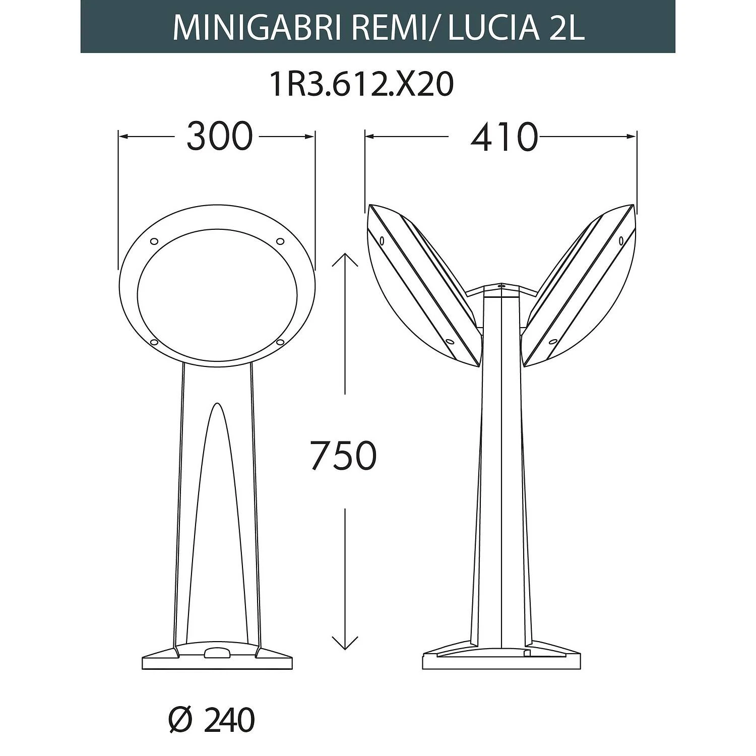 Уличный фонарь столб Fumagalli Mini Gabri Remi/Lucia 2L, 1R3.612.X20.AYE27CL1, черный/прозр., опал - Amppa.ru