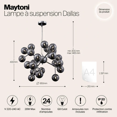 Подвесной светильник Modern Dallas, 24xG9 Золото, Янтарный (Maytoni, MOD545PL-24G) - Amppa.ru