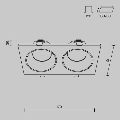 Встраиваемый светильник Downlight Zoom, 2xGU10 Черный (Maytoni Technical, DL033-2-02B) - Amppa.ru