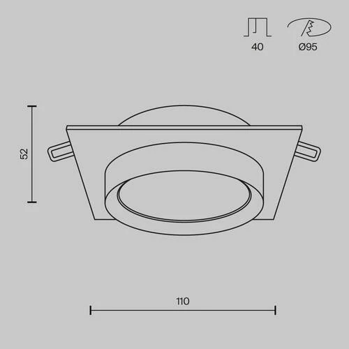 Встраиваемый светильник Downlight Hoop, 1xGX53 Черный (Maytoni Technical, DL086-GX53-SQ-B) - Amppa.ru