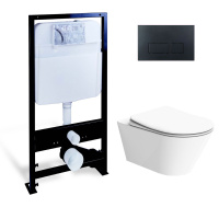 Сет Boheme Avva Black: инсталляция Boheme 666 с панелью смыва Boheme 664-B черная и унитазом Boheme Avva 972-W сиденье микролифт