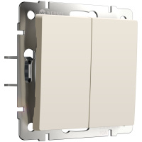 W1122462/ Электроустановочные изделия - Выключатель двухклавишный с самовозвратом (айвори матовый)