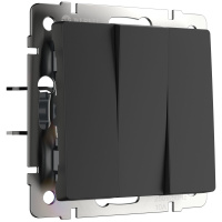 W1130008/ Электроустановочные изделия - Выключатель трехклавишный (черный матовый)